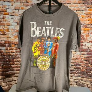 Beatles Sgt Pepper Lonely Hearts Club Band Graphic T Shirt Gray Mens XL Rock Tee